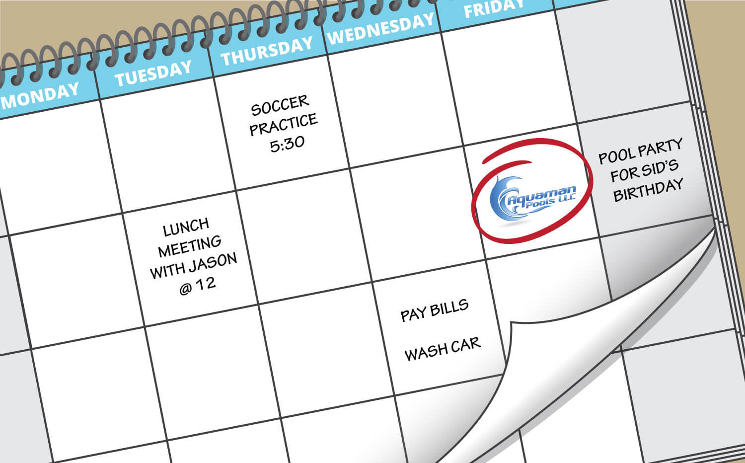 Calendar with scheduled Aquaman appointment