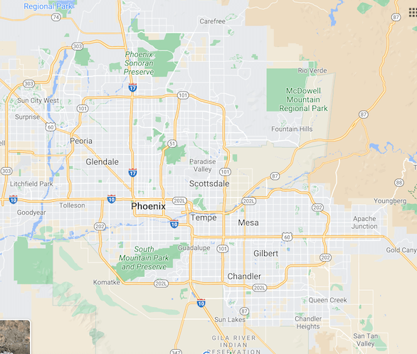 Map of Phoenix and surrounding service areas